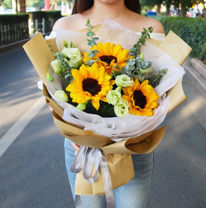 眉山市东坡区仁寿县父亲节向日葵香槟玫瑰鲜花速递同城花店送上门