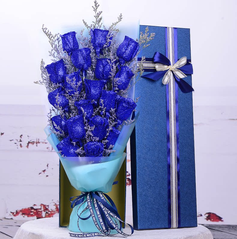 蓝玫瑰花束蓝色妖姬鲜花速递汉中市留坝县佛坪县同城花店送上门