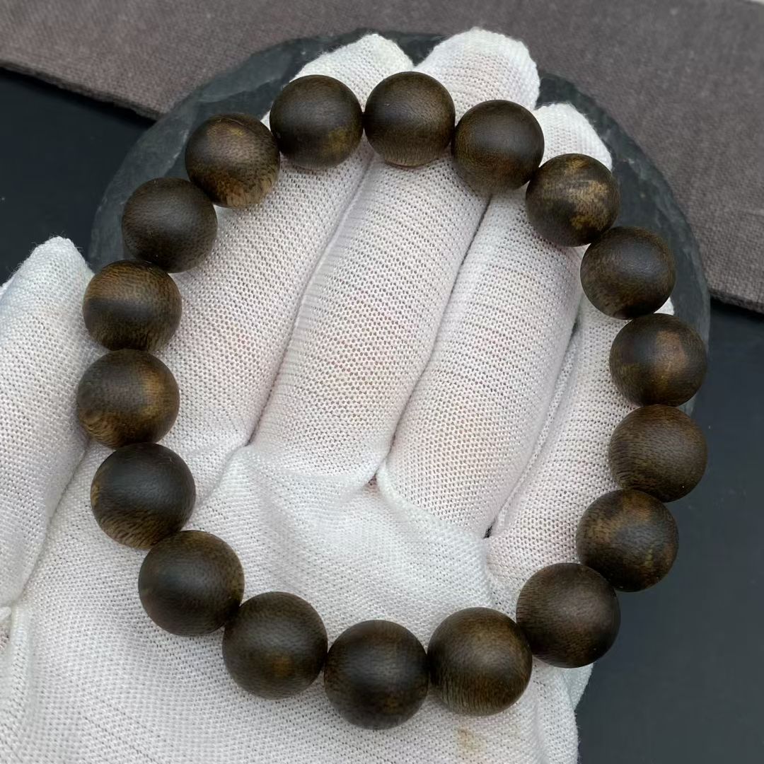 至尊绿奇楠沉香手串沉水浮佛珠念珠男女款文玩手链