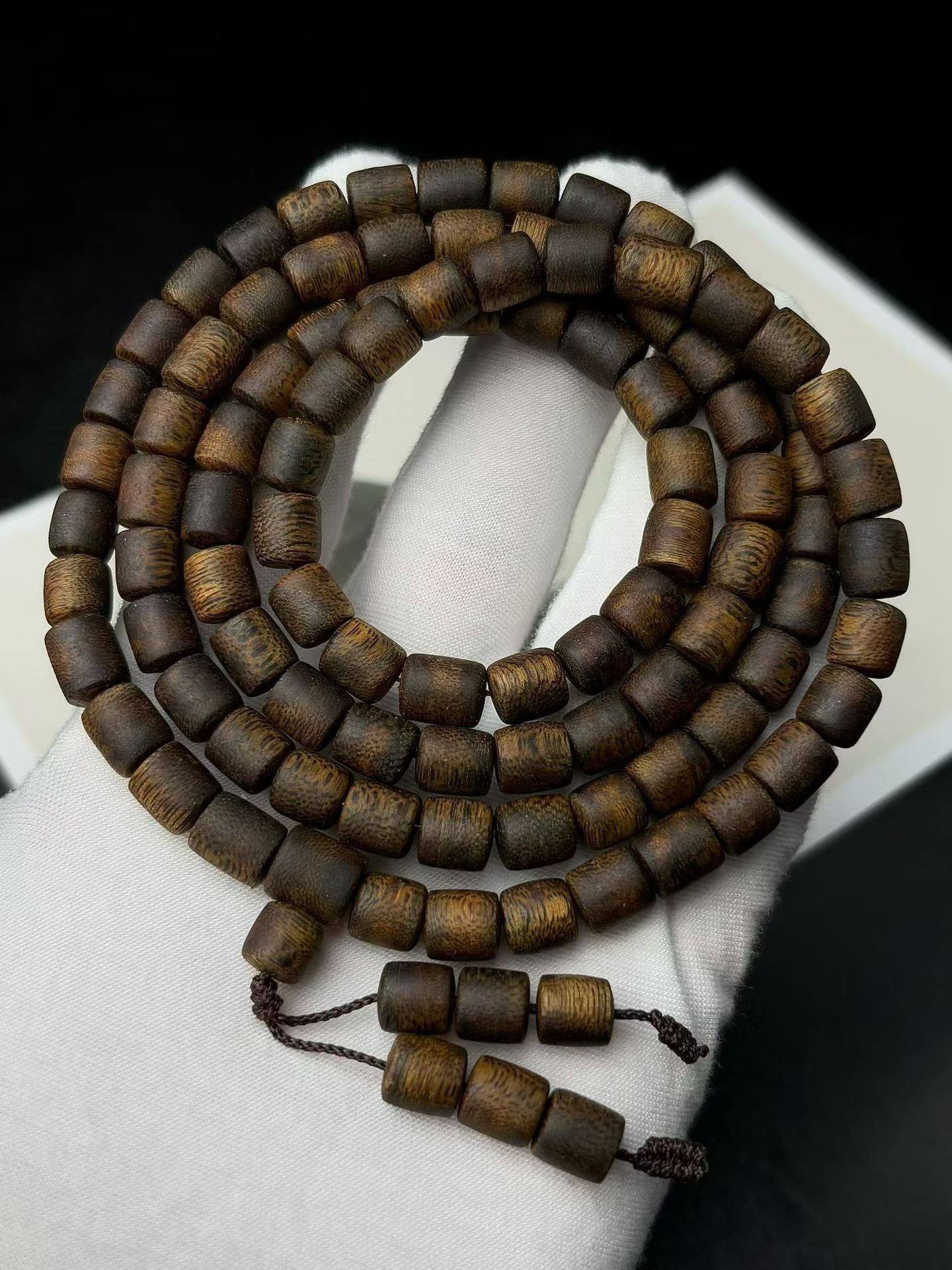 天然沉香沉水级白棋桶珠多圈手串男女文玩佛珠念珠收藏送礼