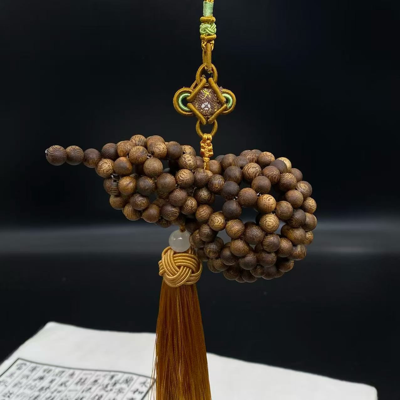 天然沉香葫芦型念珠车挂项链挂件