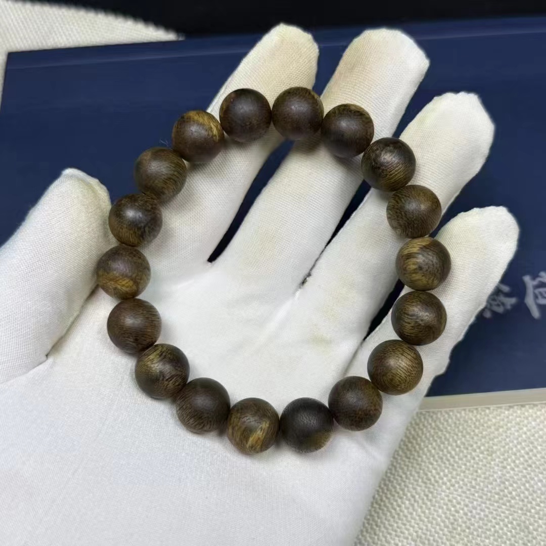 九分沉海南糖结白棋虫漏老料手串男女款文玩佛珠念珠手链把玩