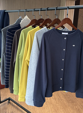 韩系极简 纯棉毛圈卫衣开衫 春秋女士基础款落肩休闲宽松百搭外套