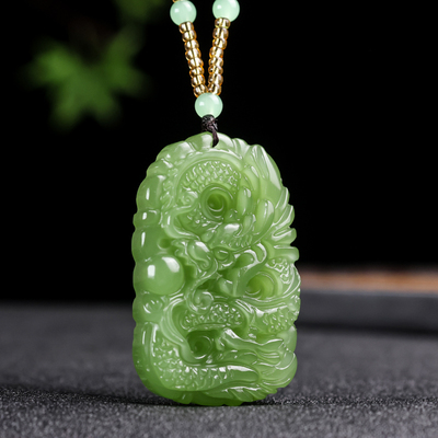 和田青白玉十二生肖龙吊坠男女款挂件龙行天下雕刻玉石湖水绿玉坠