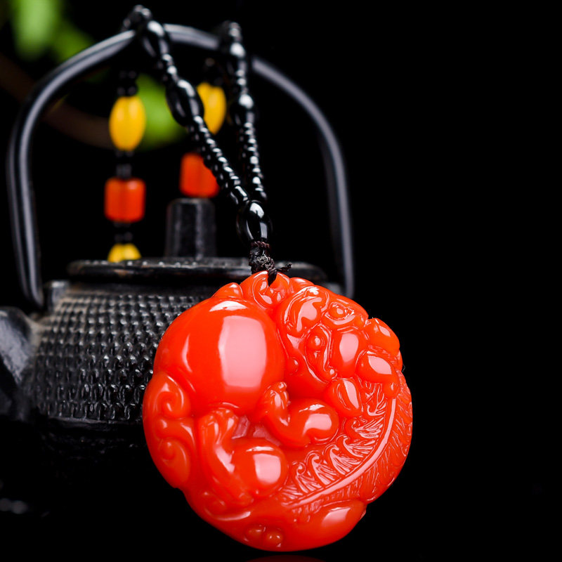 新款和田玉红玉貔貅抱球吊坠男女款项链有求必应天然玉石挂件玉佩