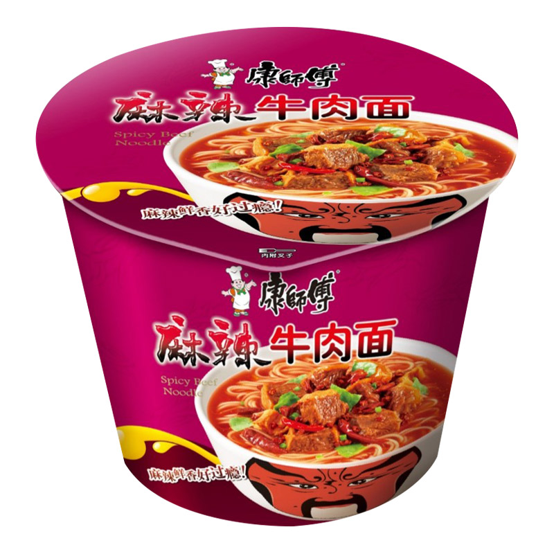 康师傅方便面麻辣牛肉面112克/桶泡面速食面即食面麻辣小面