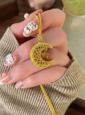 新中式花丝镂空星月锁骨链