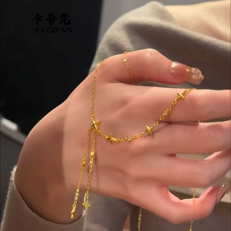 高颜值黄金四芒星流苏吊坠项链女24k灿若星河锁骨链小众颈饰送礼