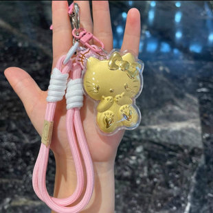 黄金hellokitty猫钥匙扣可爱卡通金片手机链包包挂件车挂饰送女友
