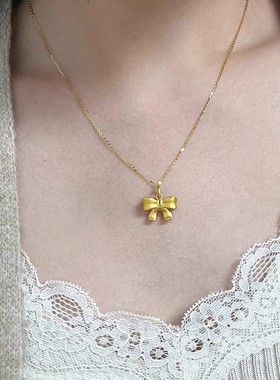 黄金色在逃公主蝴蝶结项链时尚气质2025年新款ins甜美温柔锁骨链