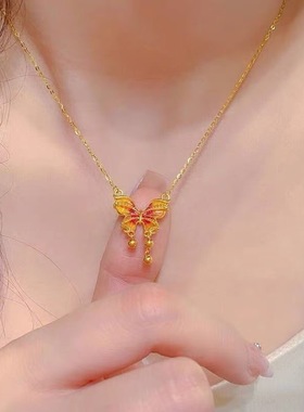 18K黄金色超仙缤纷蝶梦项链