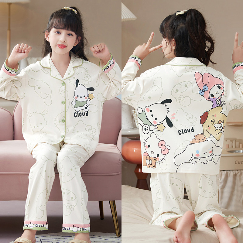 儿童睡衣翻领长袖春秋小女孩帕恰狗公主卡通可爱家居服中大童套装,童装/婴儿装/亲子装,家居服套装,淘宝优惠券,粉丝福利购,淘宝优惠卷