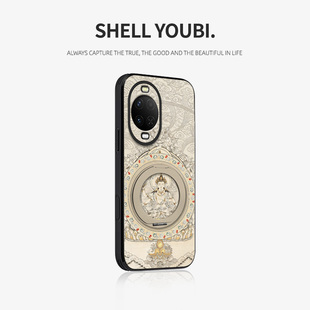 文殊菩萨佑平安适用于nova15手机壳新款nova15pro国风nova14磁吸支架nova13皮纹全包nova12防摔保护套国潮时