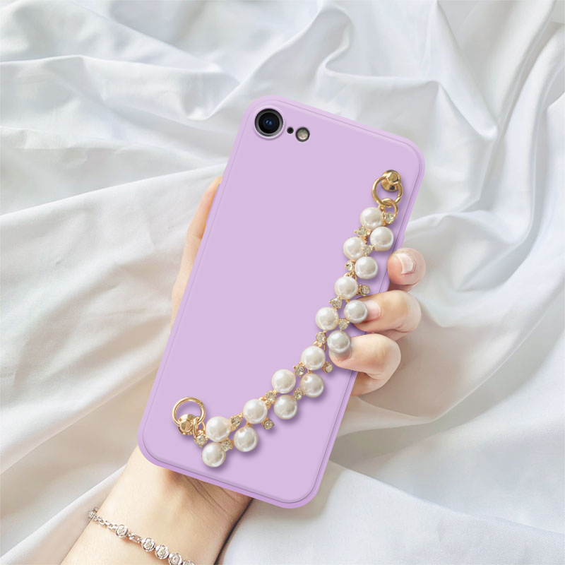 珍珠适用于苹果8手机壳直边魔方液态硅胶8plus日韩7创意女款镜头全包6s潮壳6splus超薄防摔保护套软壳