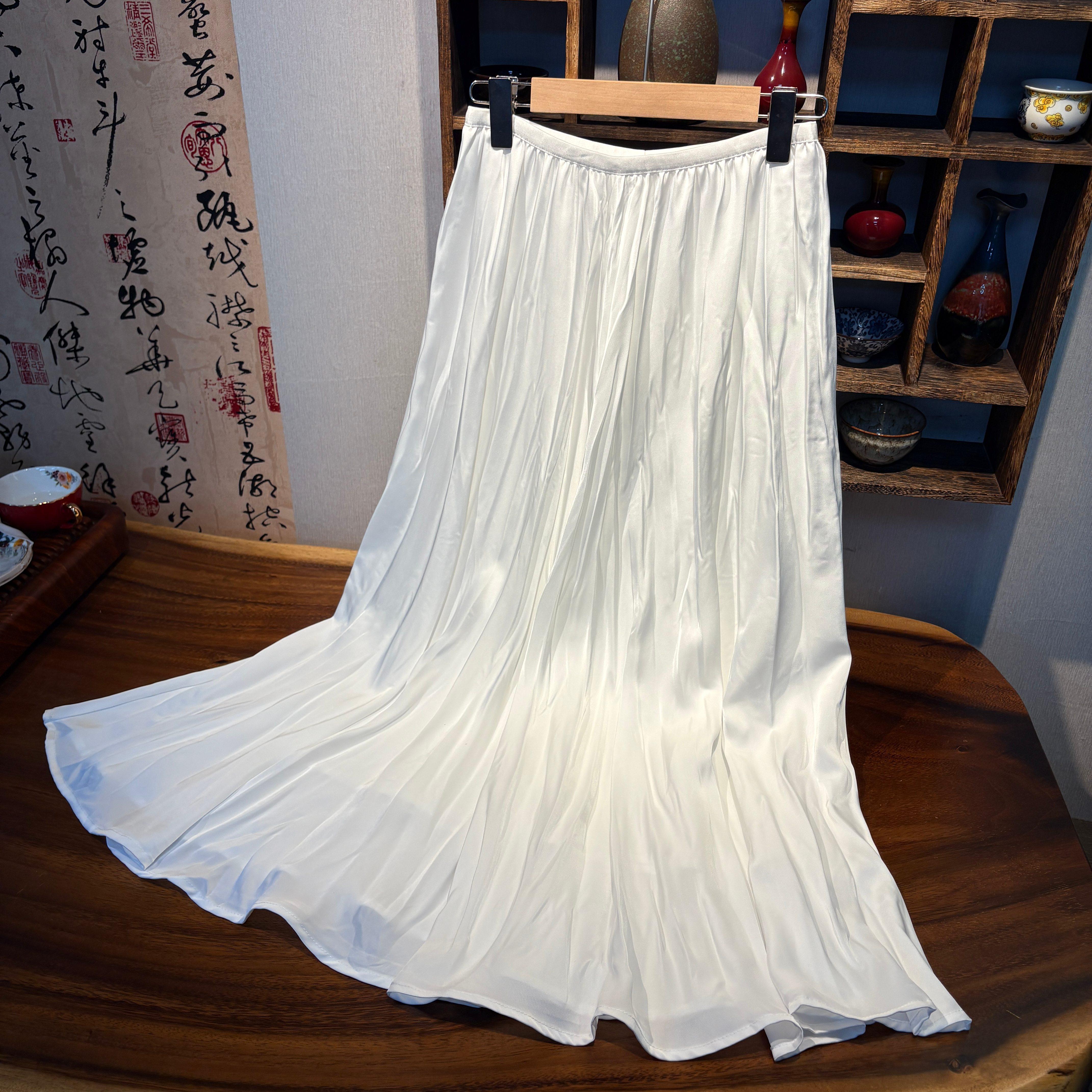 YUEZHE2026春季新款大摆A字国风半身裙时尚气质显瘦百褶裙