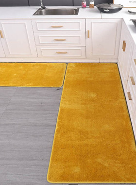 家用金黄色厨房地垫防滑防油防水地毯绿色门口进门垫吸水脚垫定制