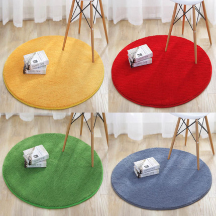 Yellow round laptop, red non-slip carpet, green garden lights, pillow for yoga, hanging basket