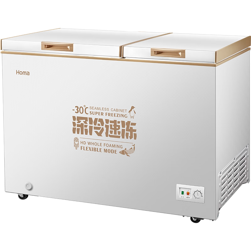 奥马218l双温冰柜家用能效节能冷冻冷藏两用卧式保鲜冷柜囤货冰箱