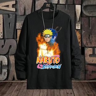 ins打底衫 2023新款 宽松动漫 t恤男学生上衣服秋冬季 火影忍者长袖