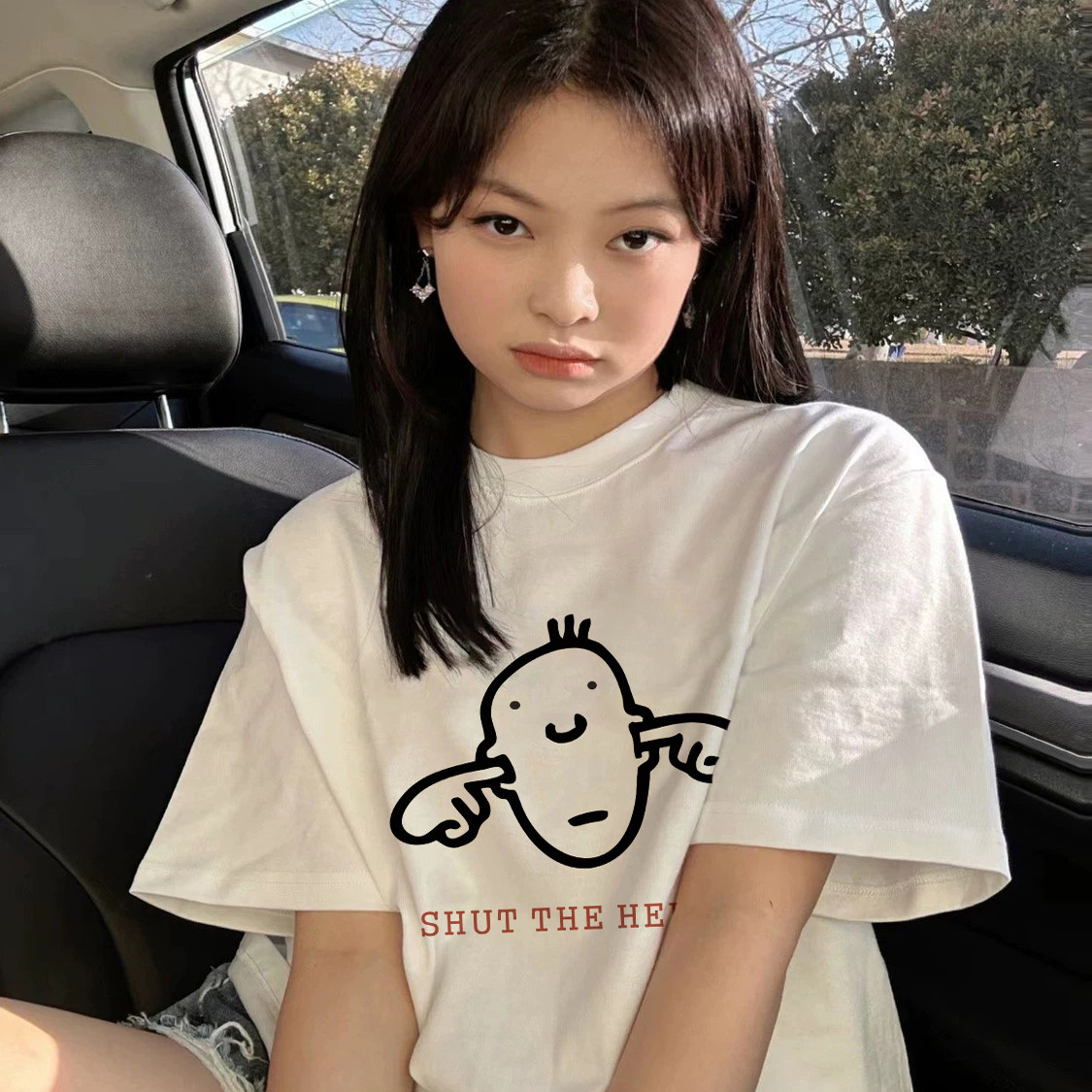 I don't want to hear it 嘻哈小众设计感男女情侣款短袖T恤上衣