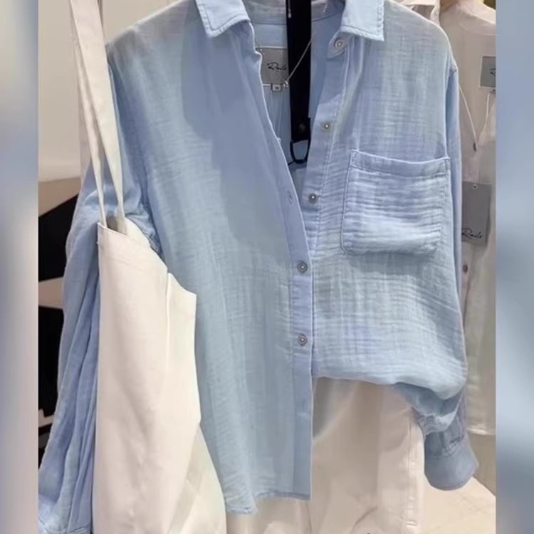 亚麻衬衫女夏季新款韩版宽松纯色