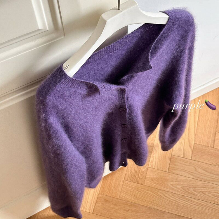 简约即是时尚!韩系圆领开衫纯色无缝一体宽松长袖针织毛衣外套