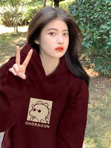 重磅纯棉龙龙宝宝秋冬季加绒加厚卫衣女新款百搭连帽美式小众宽松