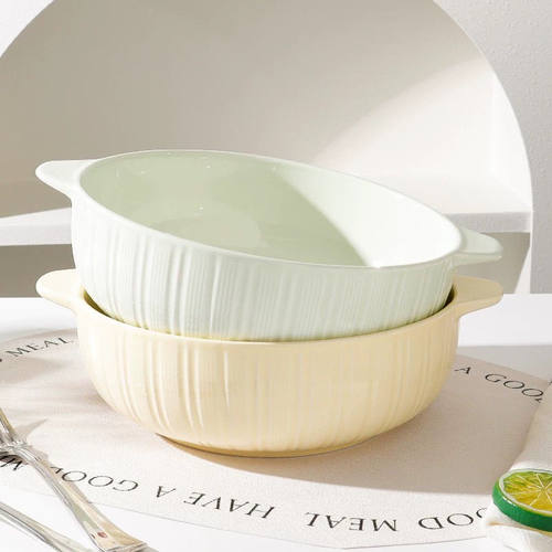 11英寸陶瓷家用双耳竖纹大汤碗水煮鱼碗酸菜鱼碗创意简约大汤盆