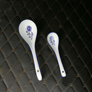 青花配面碗专用汤勺配8英寸9英寸碗勺子 青花陶瓷大汤勺调羹