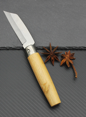 折叠水果刀木柄小刀削皮刀家用厨房刀具锋利农用小刀不锈钢老式款