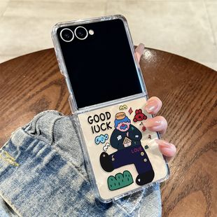 3小众潮款 透明卡通老人zflip5 适用三星Zflip7折叠屏手机壳新款