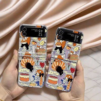 蛋糕浣熊适用三星ZFLIP3/4/5/6折叠屏套POCKET2/MOTORAZR50手机壳