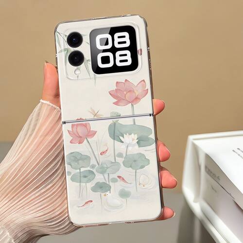 蜻蜓荷花适用华为折叠手机壳NOVA FLIP硬壳透明Nova Flip韩系
