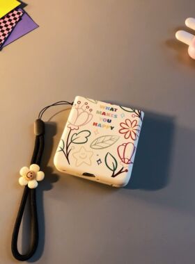 白色笑脸简约花适用华为pura x手机壳pocket2折叠zflip6手绳小米