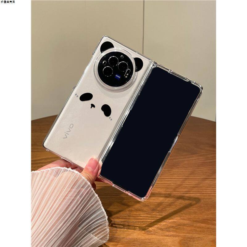 适用vivoxfold5手机壳新款xfold5折叠屏卡通熊猫XFold3Pro透明套