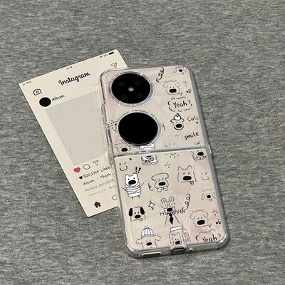 满屏小狗华为P60POCKET手机壳matex5软壳三星zflip6折叠vivo小米