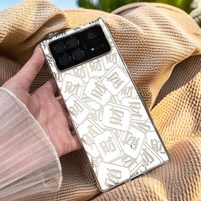 白色镂空财适用小米Mix fold4手机壳MixFold3/2折叠透明防摔简约