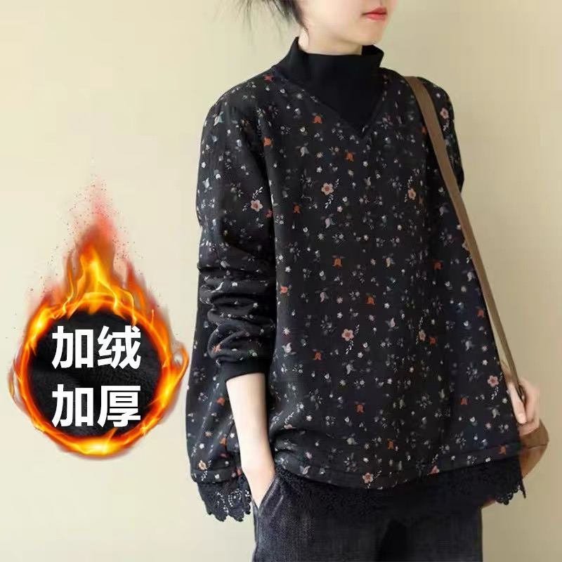 女士加厚卫衣秋冬季大码高领卫衣