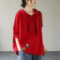 Thin hoodie for women, 2026 new autumn and winter style, large-sized, long-sleeved, patchwork coat for women, spring and autumn wear thumbnail 3