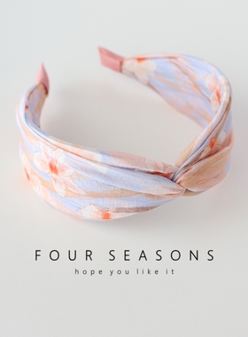 春夏新款唯美紫色晕染打结发箍甜美花朵头箍发窟森系少女发饰头饰