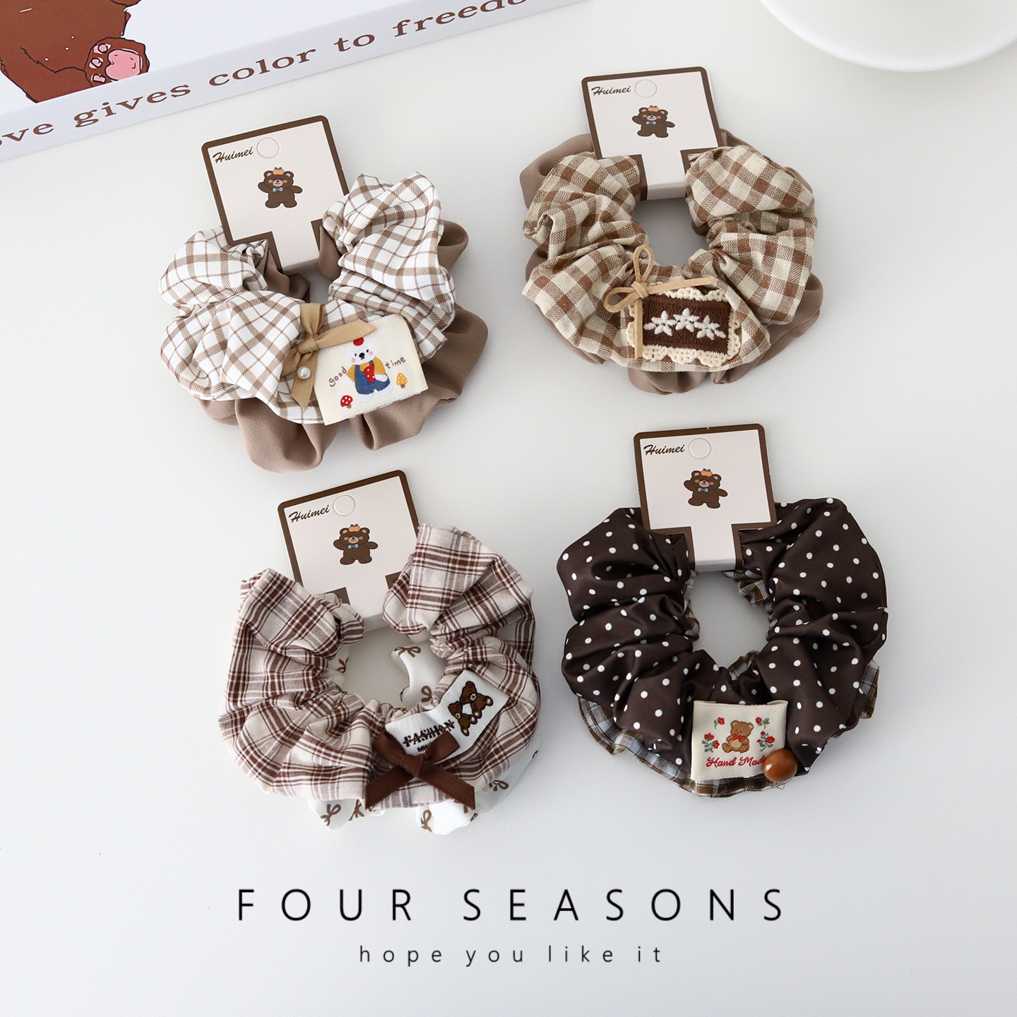 秋冬美拉德波点格子大肠发圈发绳