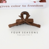 秋冬款 咖色复古蝴蝶结鲨鱼夹韩系简约风后脑勺抓夹盘发夹发饰头饰