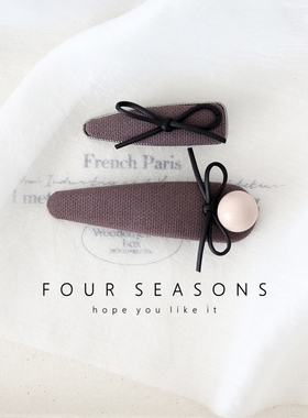 复古简约浪漫紫色蝴蝶结发夹刘海夹BB夹前额碎发夹子秋冬发卡发饰