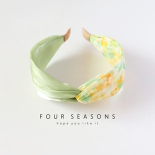 法式 发箍拼接交叉打结头箍小清新森系压发卡头饰 田园碎花扎染宽版