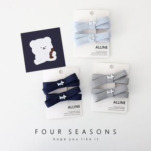 甜美可爱蝴蝶结小狗发夹百搭简约布艺侧边刘海夹子头饰发卡鸭嘴夹