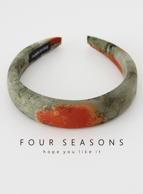 绿色系晕染水墨海绵发箍增高颅顶头箍外出百搭发捆头饰洗脸发饰女