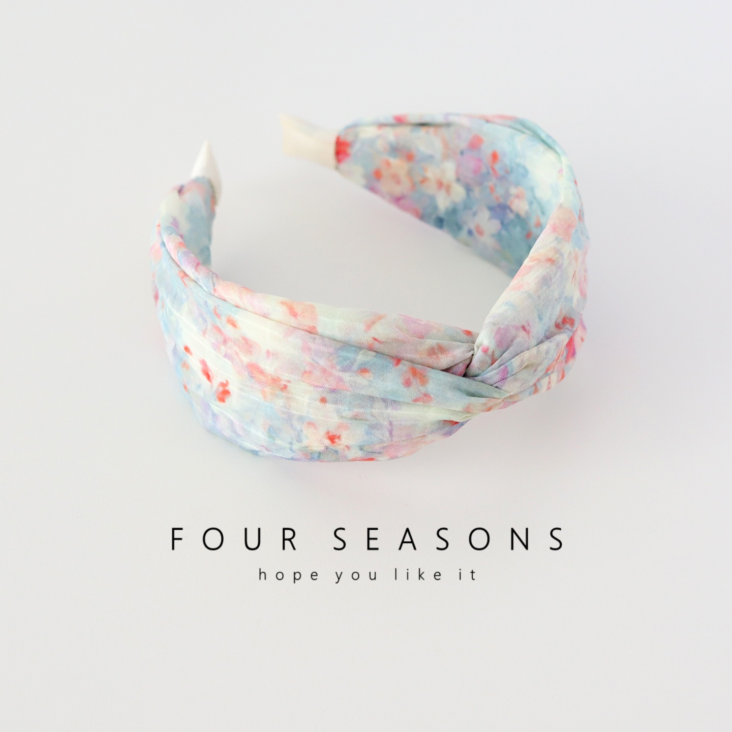 清新少女莫奈油画晕染交叉发箍