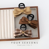 秋冬咖色系蝴蝶结抓夹复古甜美学院风格 子盘发夹后脑勺鲨鱼夹发饰