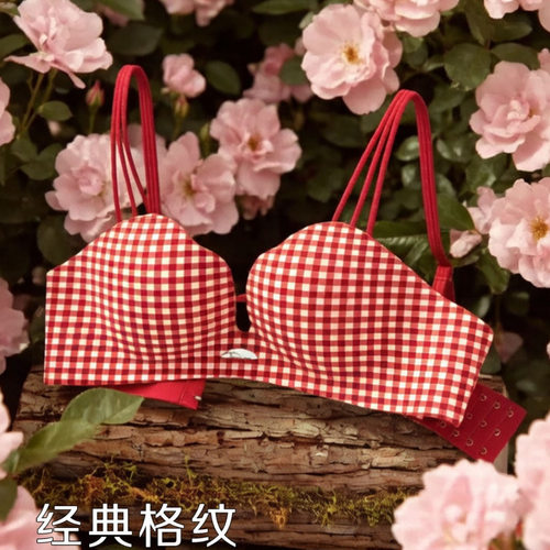 原版时尚深U波浪边聚拢小胸显大漫画胸立体塑形苏还是软支撑文胸