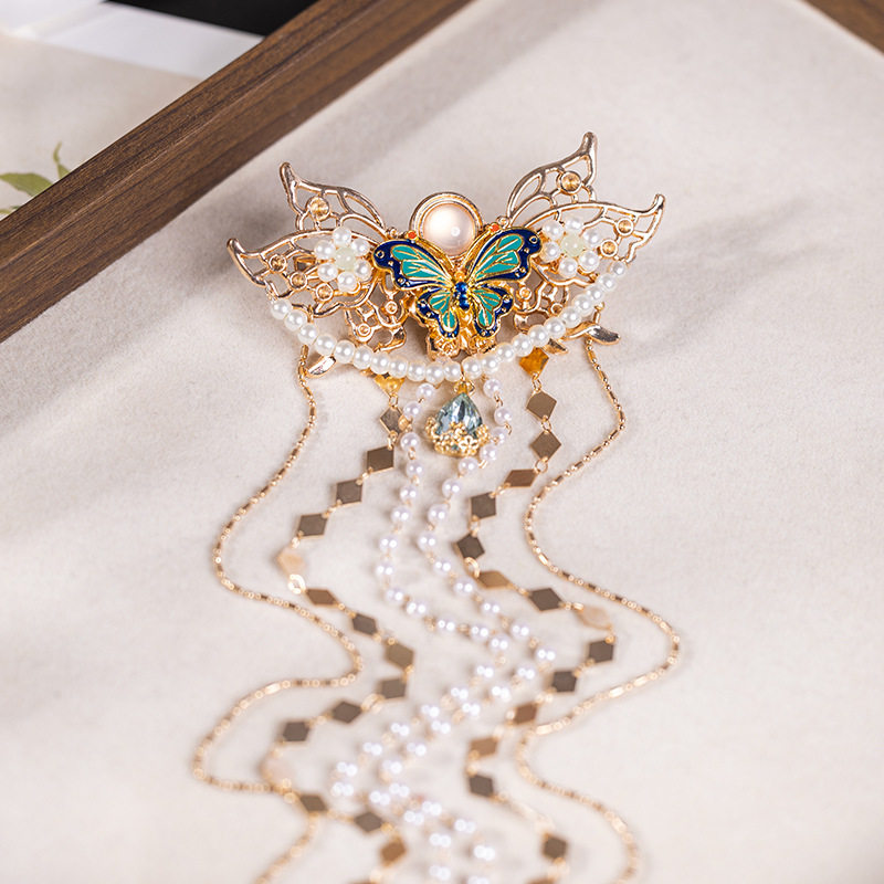 古装后压长流苏汉服头饰发簪蝴蝶发髻发夹复古顶夹古风仿珍珠发饰,饰品/流行首饰/时尚饰品新,发饰,淘宝优惠券,粉丝福利购,淘宝优惠卷